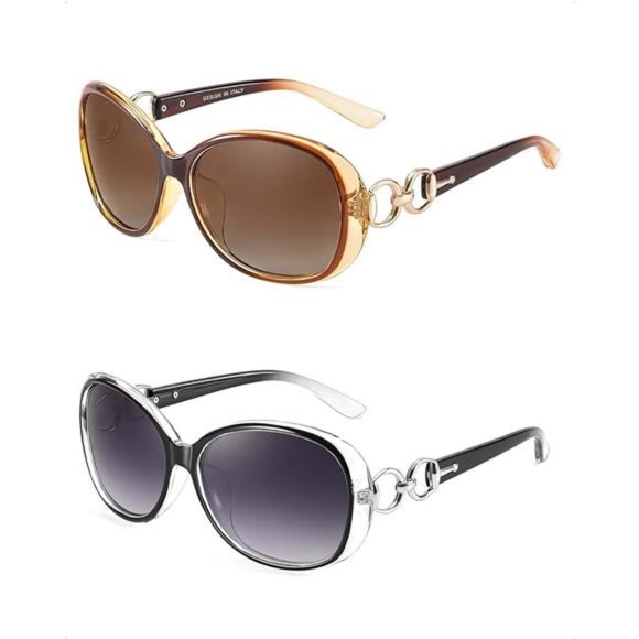 2 Pack Polarized Sunglasses Retro Stylish Sunglasses UV400 Protection